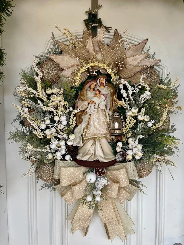 Guirlanda De Natal Sagrada Família C/ Led 65cm Nude