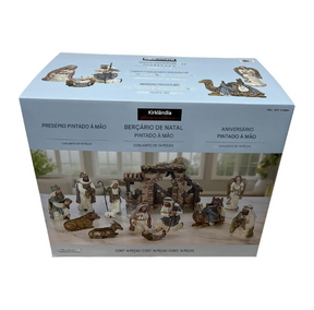 Conjunto de 13 peças de Presépio de Natal Pintado à Mão - Família Sagrada